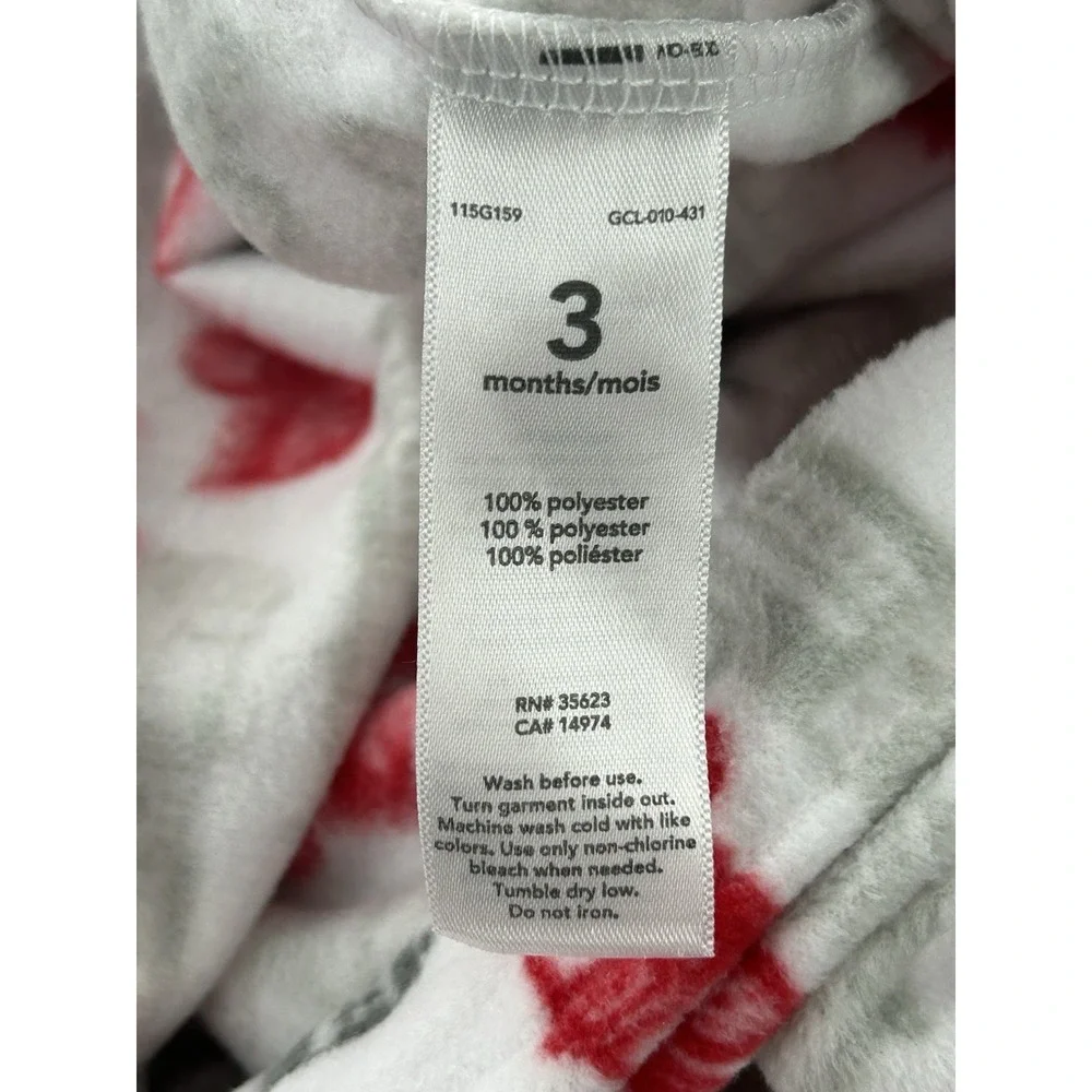 Carter's Baby 3M Microfleece Footed Sleeper Fire Truck Pajamas Red Gray New